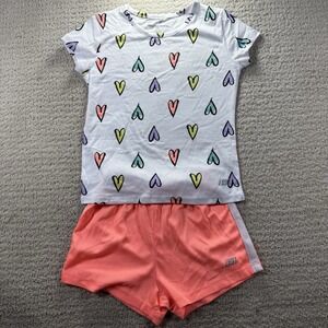 Skechers Toddler Girls 5T Shorts/Tee Set Orange Hearts